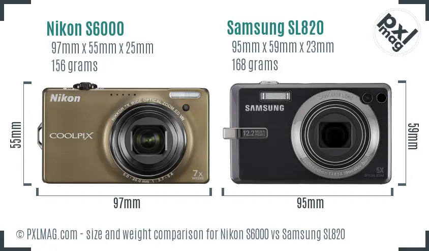 Nikon S6000 vs Samsung SL820 size comparison