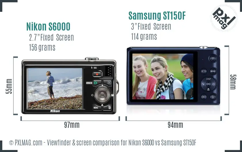Nikon S6000 vs Samsung ST150F Screen and Viewfinder comparison