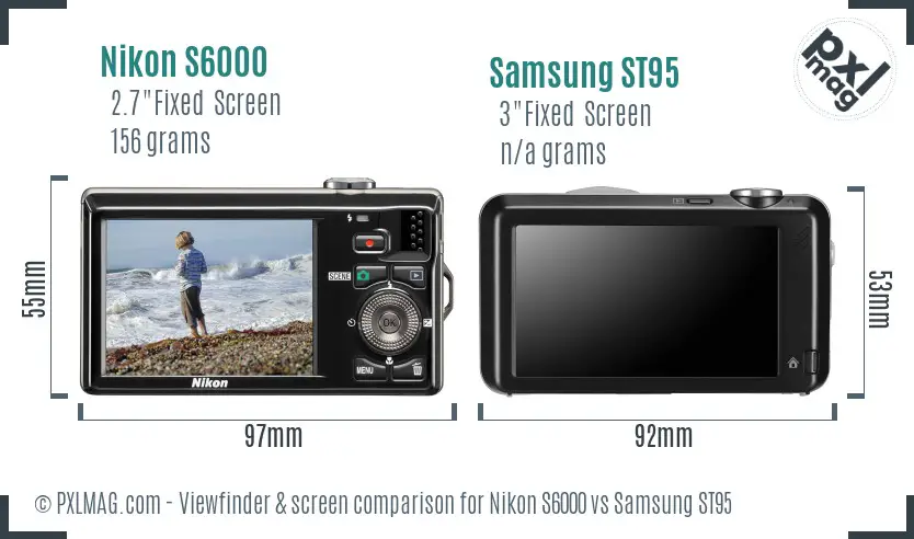 Nikon S6000 vs Samsung ST95 Screen and Viewfinder comparison