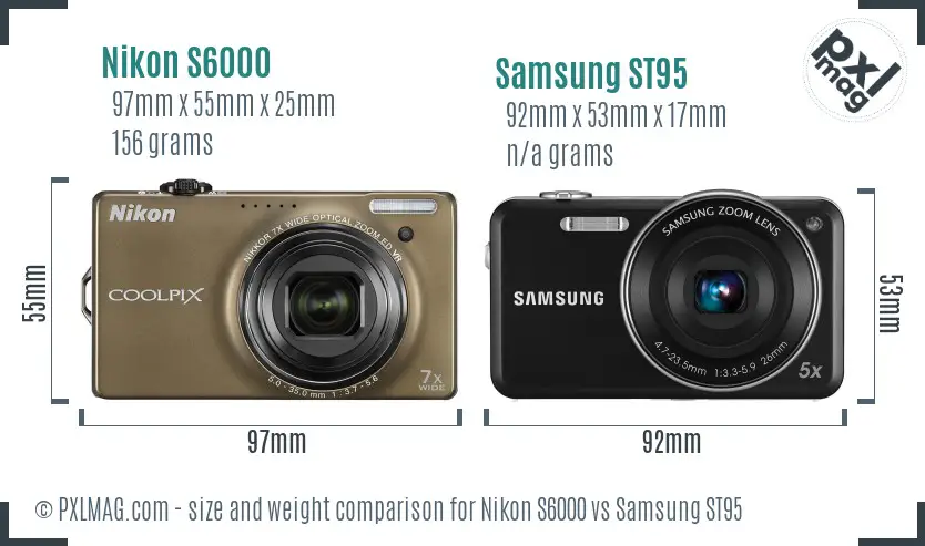 Nikon S6000 vs Samsung ST95 size comparison