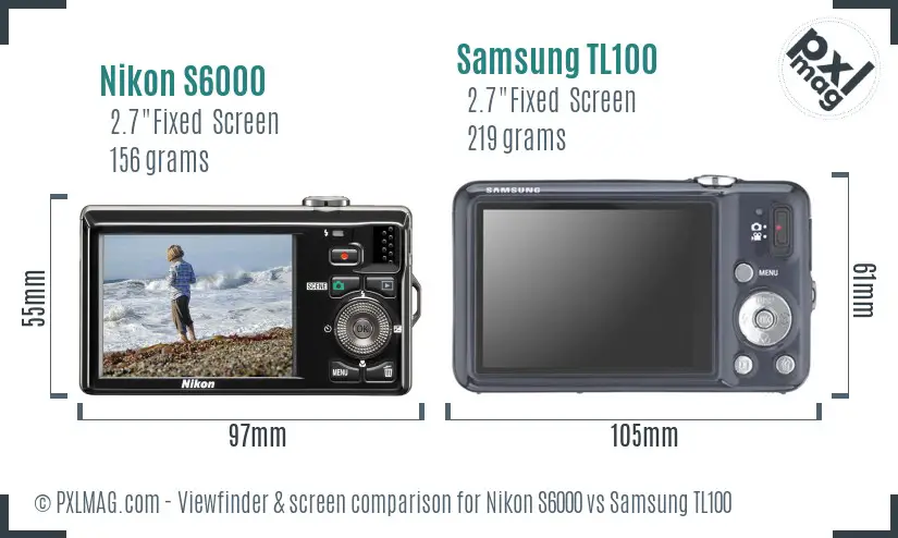Nikon S6000 vs Samsung TL100 Screen and Viewfinder comparison