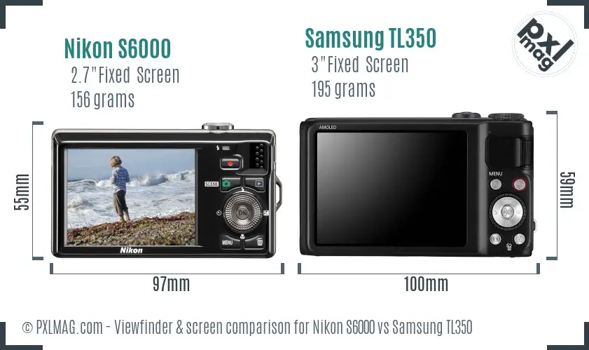Nikon S6000 vs Samsung TL350 Screen and Viewfinder comparison