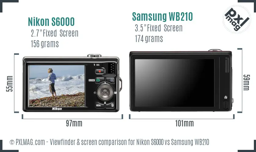 Nikon S6000 vs Samsung WB210 Screen and Viewfinder comparison Nikon S6000 vs Samsung WB210 Screen and Viewfinder comparison