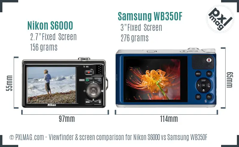 Nikon S6000 vs Samsung WB350F Screen and Viewfinder comparison