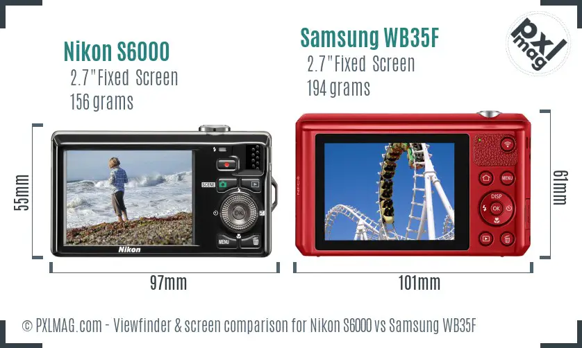 Nikon S6000 vs Samsung WB35F Screen and Viewfinder comparison