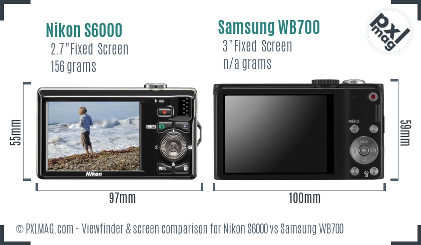 Nikon S6000 vs Samsung WB700 Screen and Viewfinder comparison