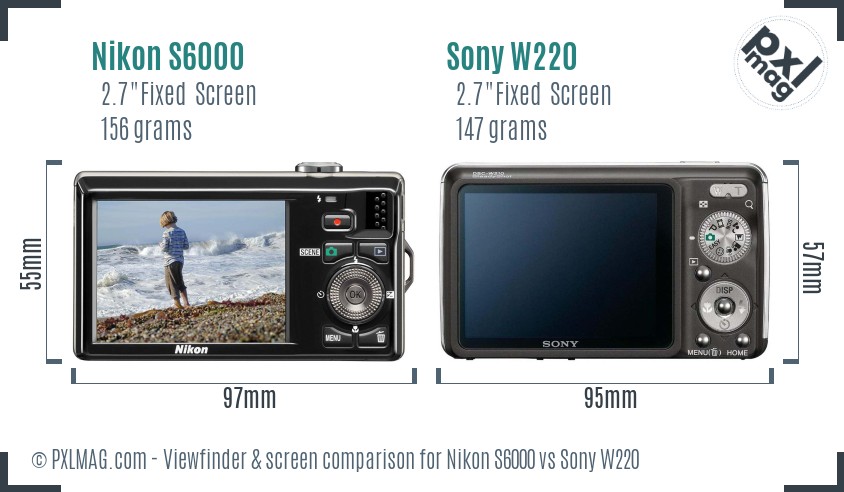Nikon S6000 vs Sony W220 Screen and Viewfinder comparison