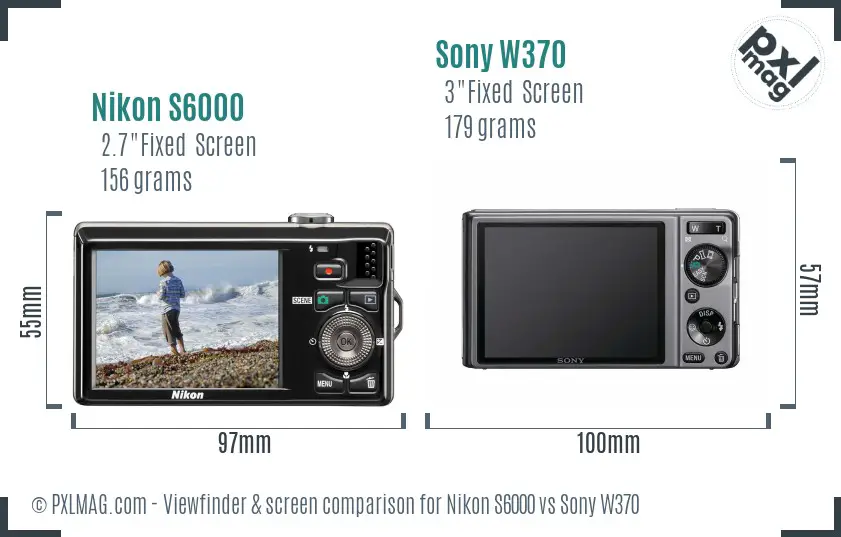 Nikon S6000 vs Sony W370 Screen and Viewfinder comparison Nikon S6000 vs Sony W370 Screen and Viewfinder comparison