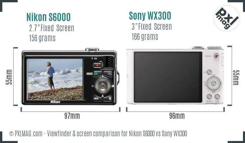 Nikon S6000 vs Sony WX300 Screen and Viewfinder comparison Nikon S6000 vs Sony WX300 Screen and Viewfinder comparison