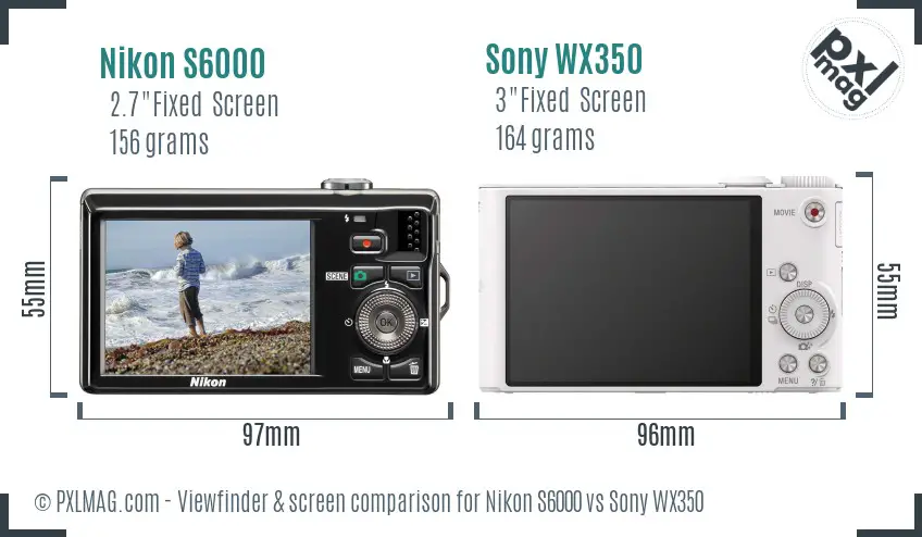 Nikon S6000 vs Sony WX350 Screen and Viewfinder comparison Nikon S6000 vs Sony WX350 Screen and Viewfinder comparison