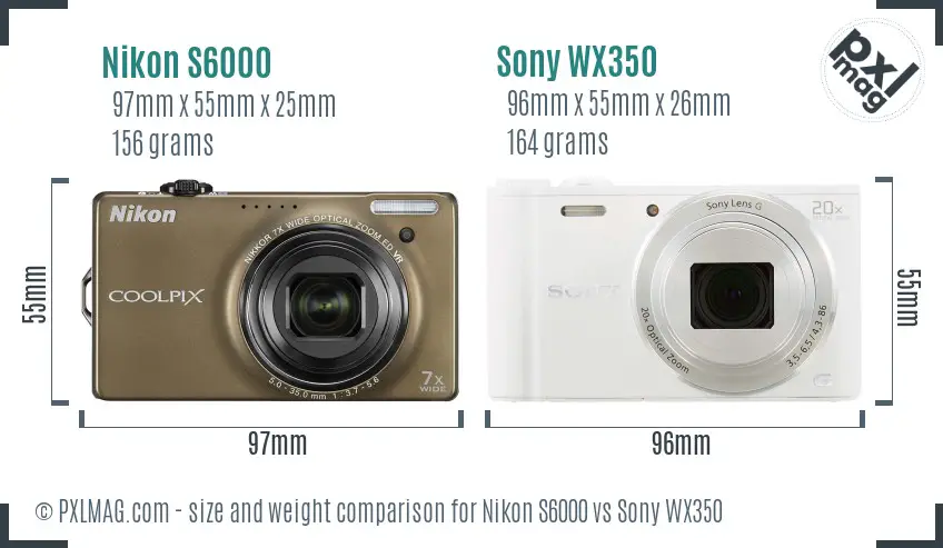 Nikon S6000 vs Sony WX350 size comparison Nikon S6000 vs Sony WX350 size comparison