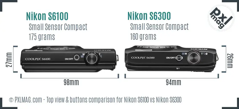 Nikon S6100 vs Nikon S6300 top view buttons comparison