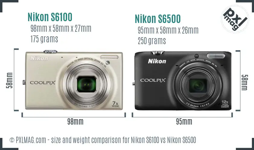 Nikon S6100 vs Nikon S6500 size comparison