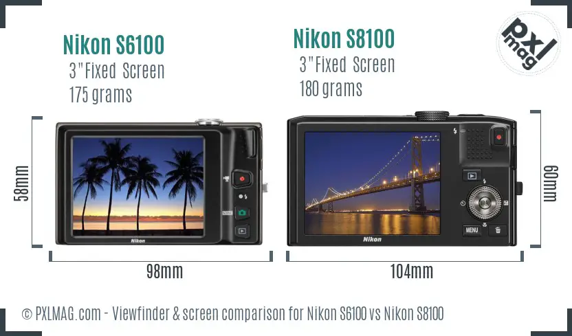 Nikon S6100 vs Nikon S8100 Screen and Viewfinder comparison