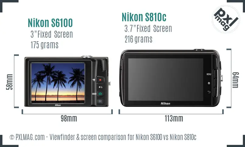 Nikon S6100 vs Nikon S810c Screen and Viewfinder comparison