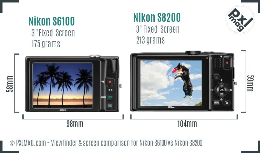 Nikon S6100 vs Nikon S8200 Screen and Viewfinder comparison