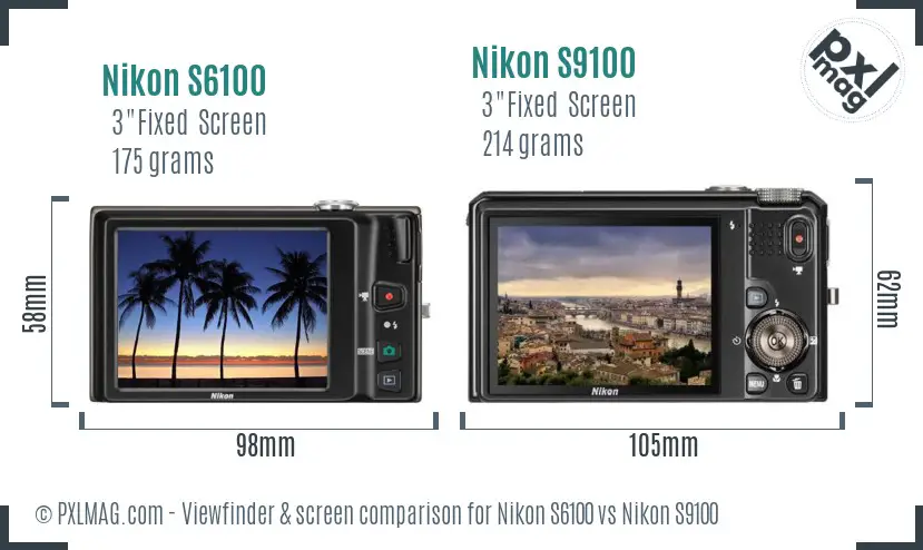 Nikon S6100 vs Nikon S9100 Screen and Viewfinder comparison