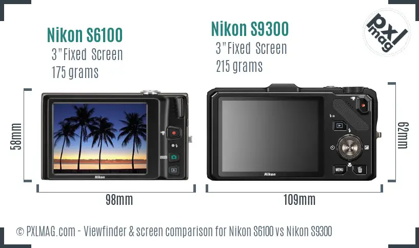 Nikon S6100 vs Nikon S9300 Screen and Viewfinder comparison