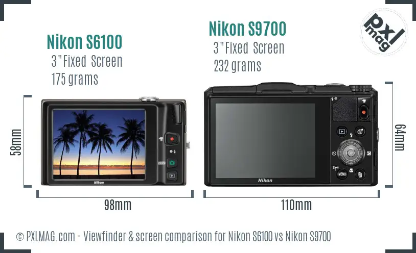Nikon S6100 vs Nikon S9700 Screen and Viewfinder comparison