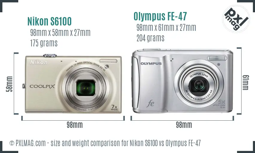 Nikon S6100 vs Olympus FE-47 size comparison