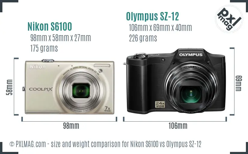 Nikon S6100 vs Olympus SZ-12 size comparison Nikon S6100 vs Olympus SZ-12 size comparison