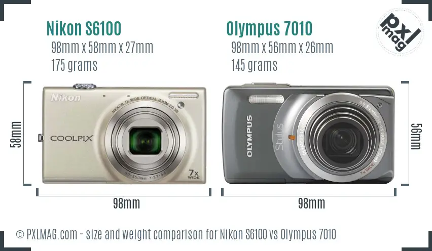 Nikon S6100 vs Olympus 7010 size comparison Nikon S6100 vs Olympus 7010 size comparison