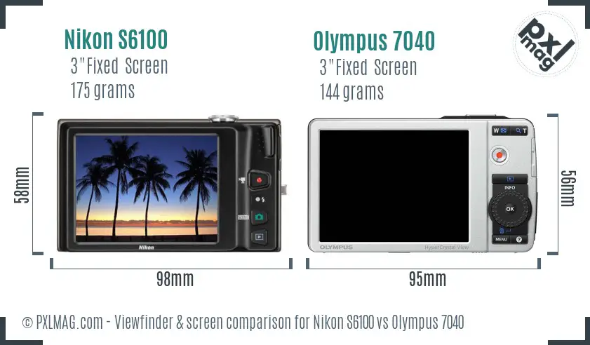 Nikon S6100 vs Olympus 7040 Screen and Viewfinder comparison Nikon S6100 vs Olympus 7040 Screen and Viewfinder comparison