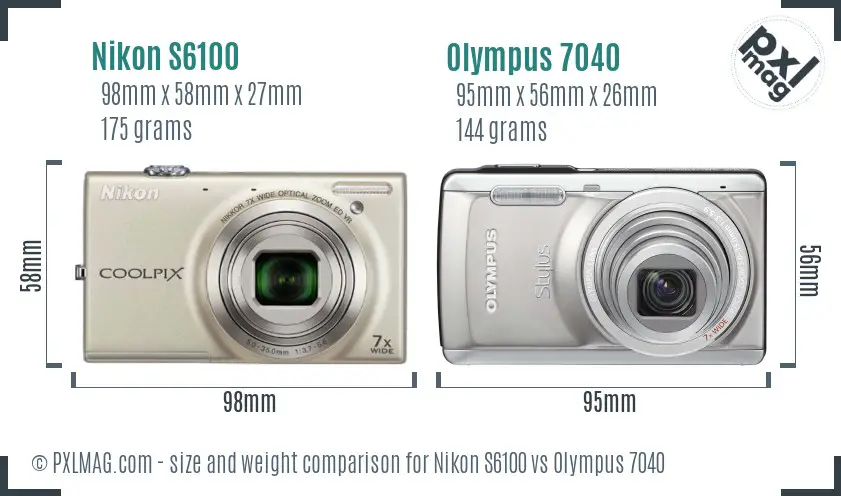 Nikon S6100 vs Olympus 7040 size comparison Nikon S6100 vs Olympus 7040 size comparison