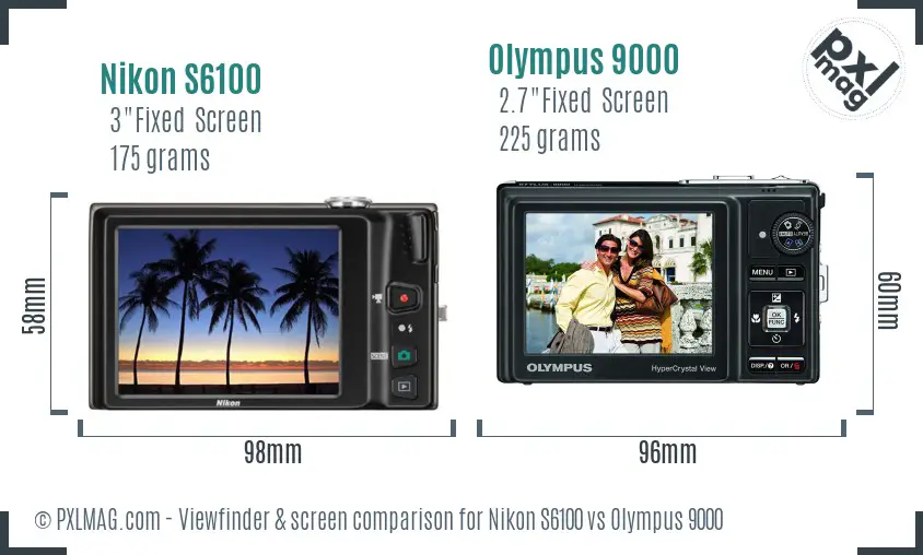 Nikon S6100 vs Olympus 9000 Screen and Viewfinder comparison Nikon S6100 vs Olympus 9000 Screen and Viewfinder comparison