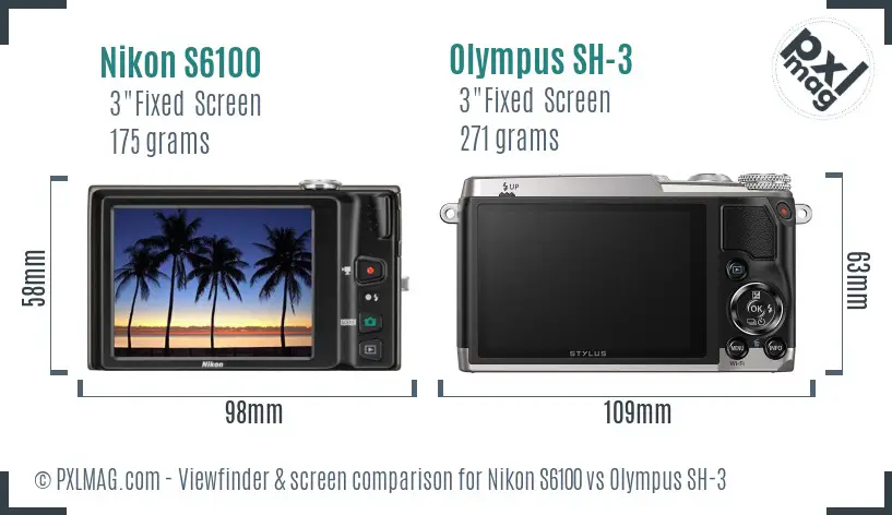 Nikon S6100 vs Olympus SH-3 Screen and Viewfinder comparison Nikon S6100 vs Olympus SH-3 Screen and Viewfinder comparison