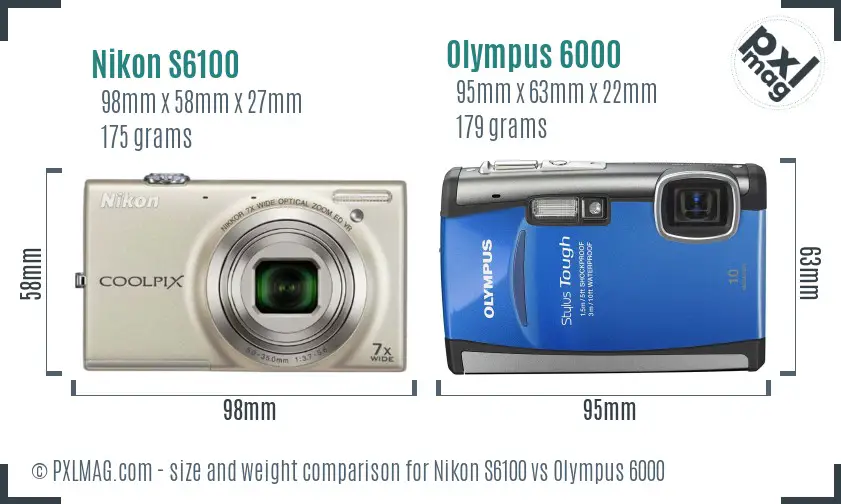 Nikon S6100 vs Olympus 6000 size comparison Nikon S6100 vs Olympus 6000 size comparison