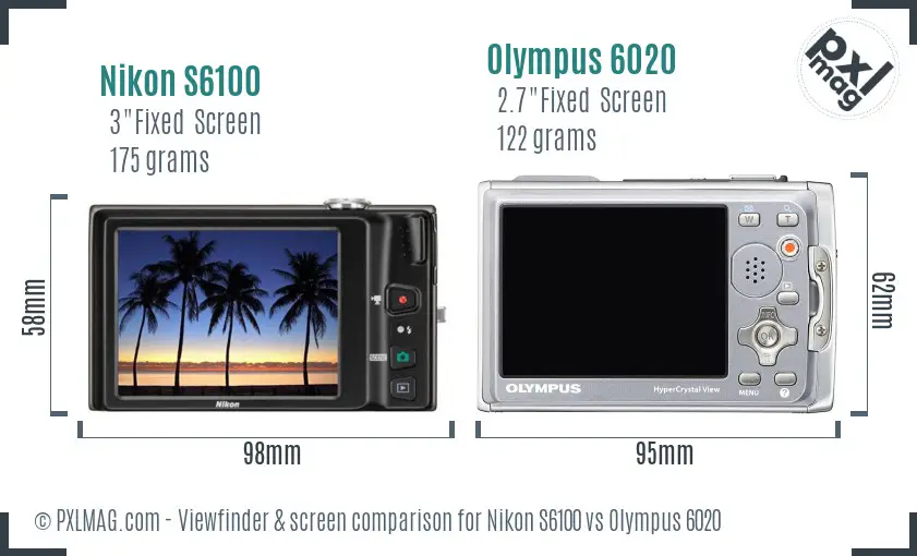 Nikon S6100 vs Olympus 6020 Screen and Viewfinder comparison