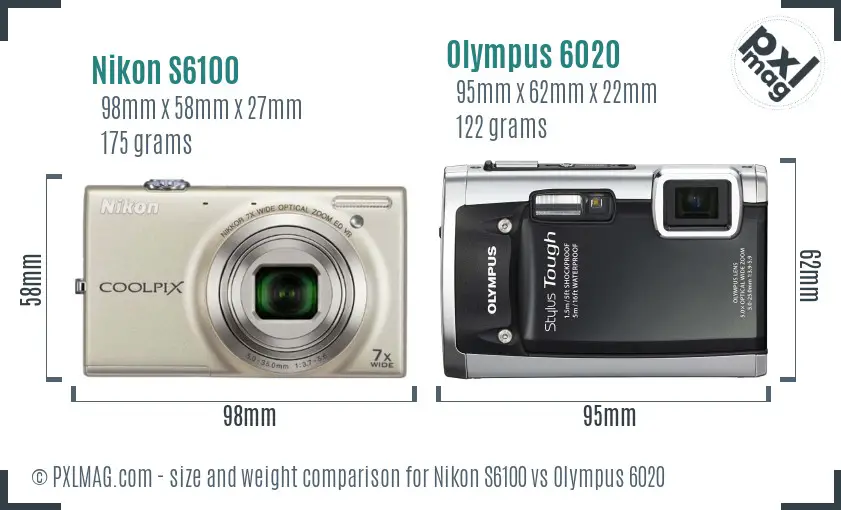 Nikon S6100 vs Olympus 6020 size comparison