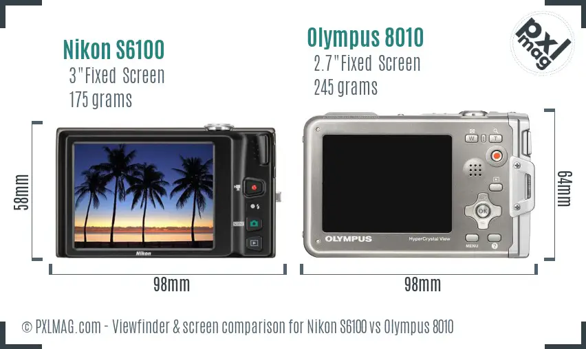 Nikon S6100 vs Olympus 8010 Screen and Viewfinder comparison Nikon S6100 vs Olympus 8010 Screen and Viewfinder comparison