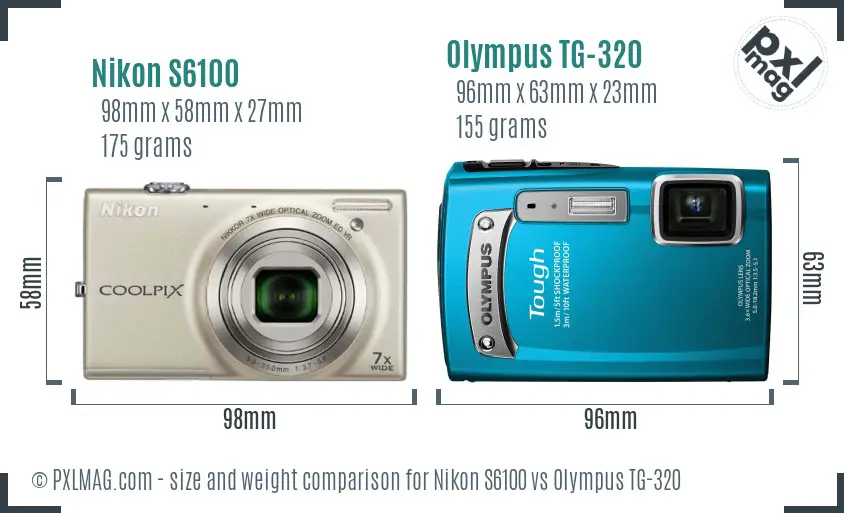 Nikon S6100 vs Olympus TG-320 size comparison Nikon S6100 vs Olympus TG-320 size comparison