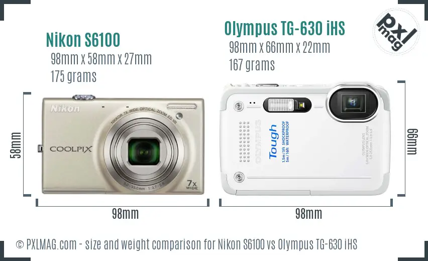 Nikon S6100 vs Olympus TG-630 iHS size comparison
