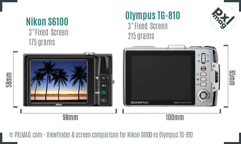 Nikon S6100 vs Olympus TG-810 Screen and Viewfinder comparison Nikon S6100 vs Olympus TG-810 Screen and Viewfinder comparison
