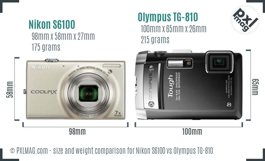 Nikon S6100 vs Olympus TG-810 size comparison Nikon S6100 vs Olympus TG-810 size comparison