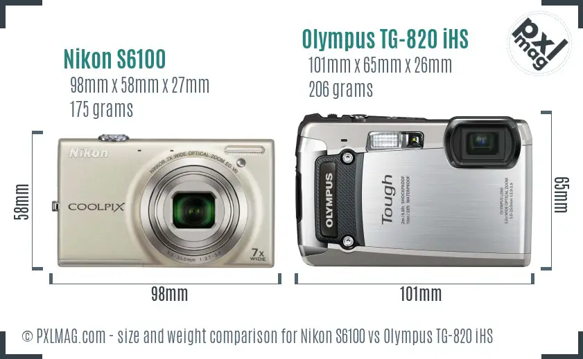 Nikon S6100 vs Olympus TG-820 iHS size comparison