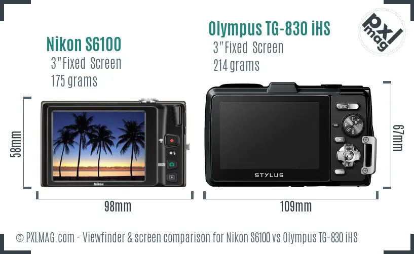 Nikon S6100 vs Olympus TG-830 iHS Screen and Viewfinder comparison Nikon S6100 vs Olympus TG-830 iHS Screen and Viewfinder comparison
