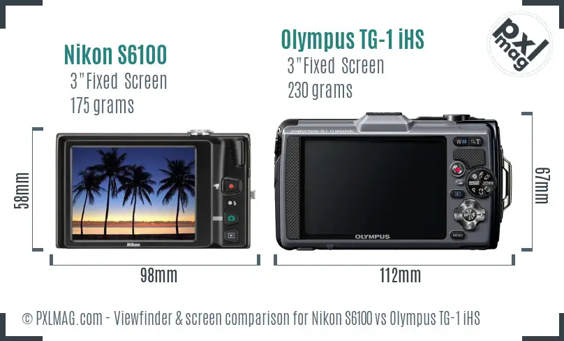 Nikon S6100 vs Olympus TG-1 iHS Screen and Viewfinder comparison