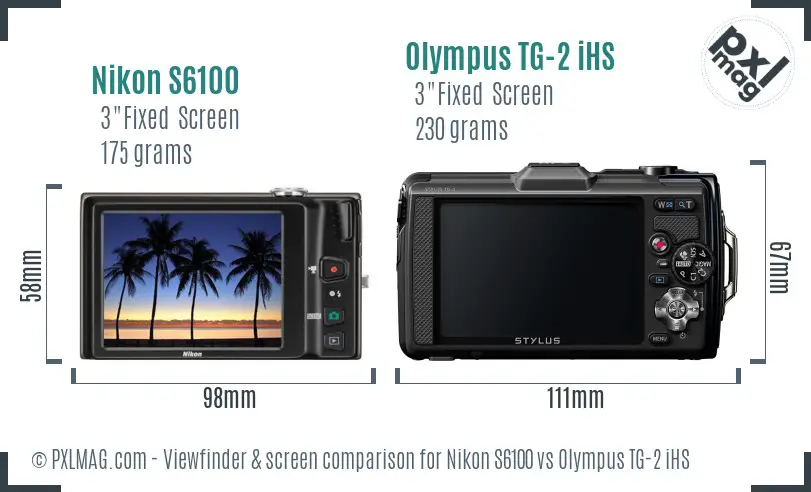 Nikon S6100 vs Olympus TG-2 iHS Screen and Viewfinder comparison