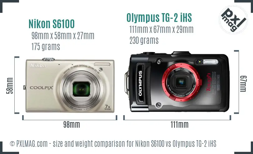 Nikon S6100 vs Olympus TG-2 iHS size comparison
