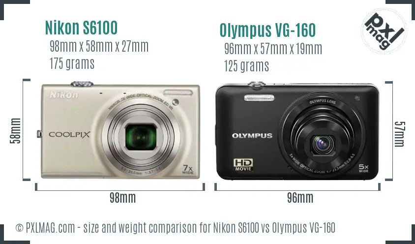 Nikon S6100 vs Olympus VG-160 size comparison