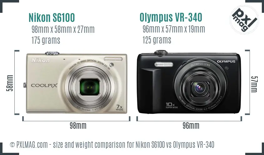 Nikon S6100 vs Olympus VR-340 size comparison