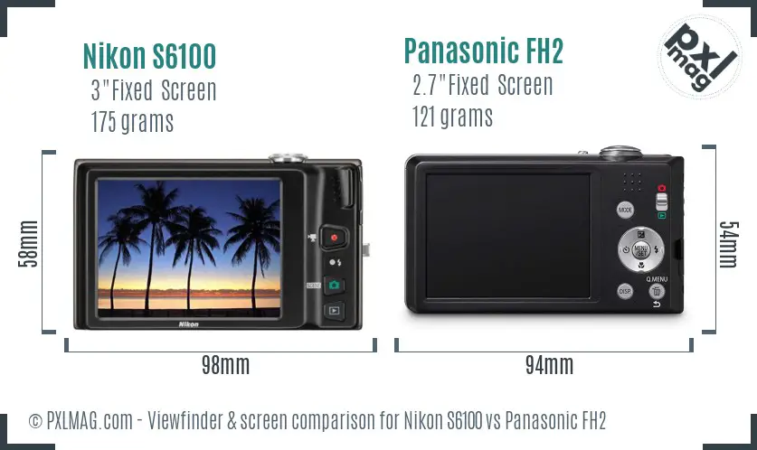 Nikon S6100 vs Panasonic FH2 Screen and Viewfinder comparison