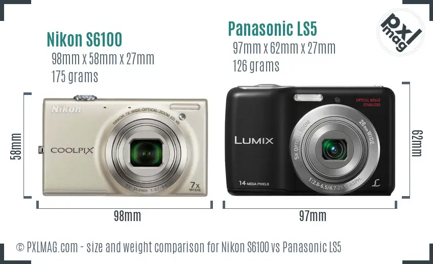 Nikon S6100 vs Panasonic LS5 size comparison