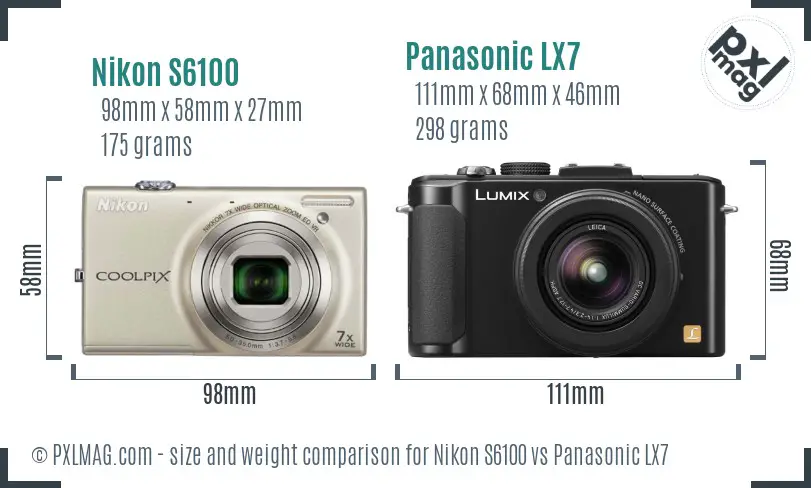 Nikon S6100 vs Panasonic LX7 size comparison