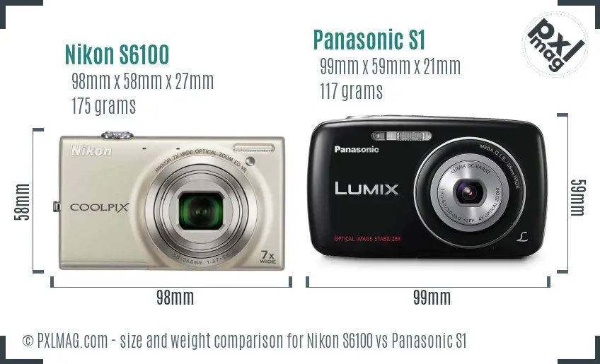 Nikon S6100 vs Panasonic S1 size comparison