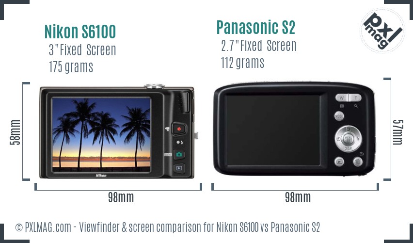 Nikon S6100 vs Panasonic S2 Screen and Viewfinder comparison